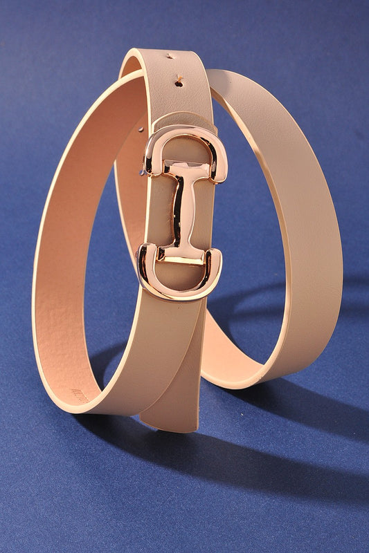 MODERN HORSE BIT BUCKLE BELT - TAUPE