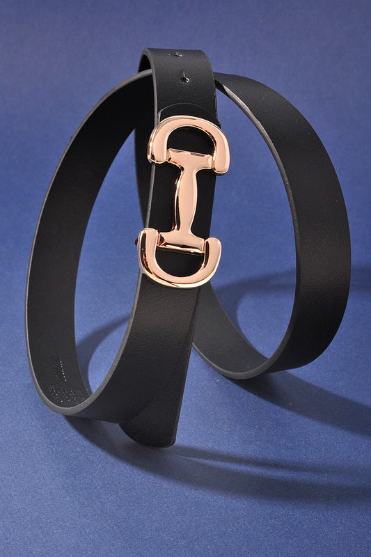 MODERN HORSE BIT BUCKLE BELT - BLACK