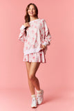 ROSE SATIN BOW PRINTED FRENCH TERRY SWEATSHIRT - LIGHT PINK
