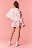 ROSE SATIN BOW PRINTED FRENCH TERRY SWEATSHIRT - LIGHT PINK