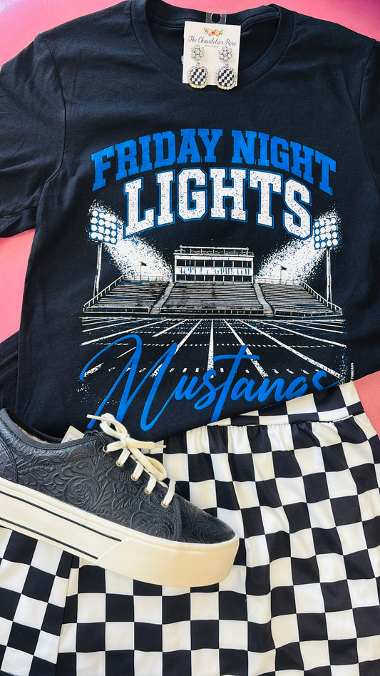 MUSTANGS FRIDAY NIGHT LIGHTS TEE - BLACK