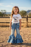 LIGHT BLUE WESTERN DOUBLE LAYER BELL PANTS