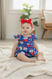 Cupcake Royal Blue Patriotic Baby Bodysuit Dress