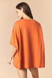 DYE AND WASHED GAMEDAY TWILL PATCH FRENCH TERRY TOP - ORANGE