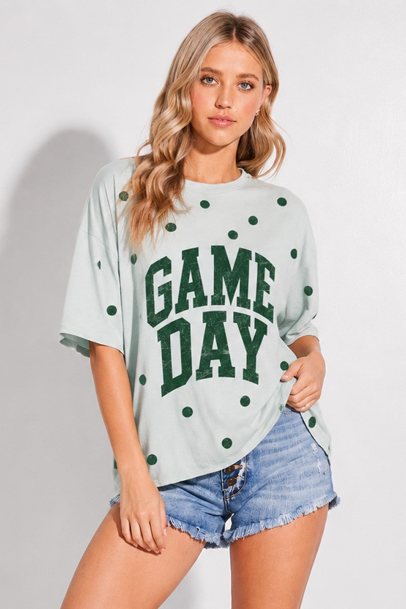 GAMEDAY PRINT SIDE SLIT TOP - SAGE