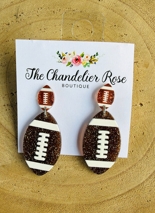 BROWN DOUBLE FOOTBALL EARRINGS