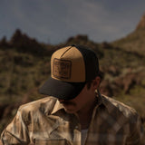STETSON LONGHORN TAN/BLACK PATCH TRUCKER HAT