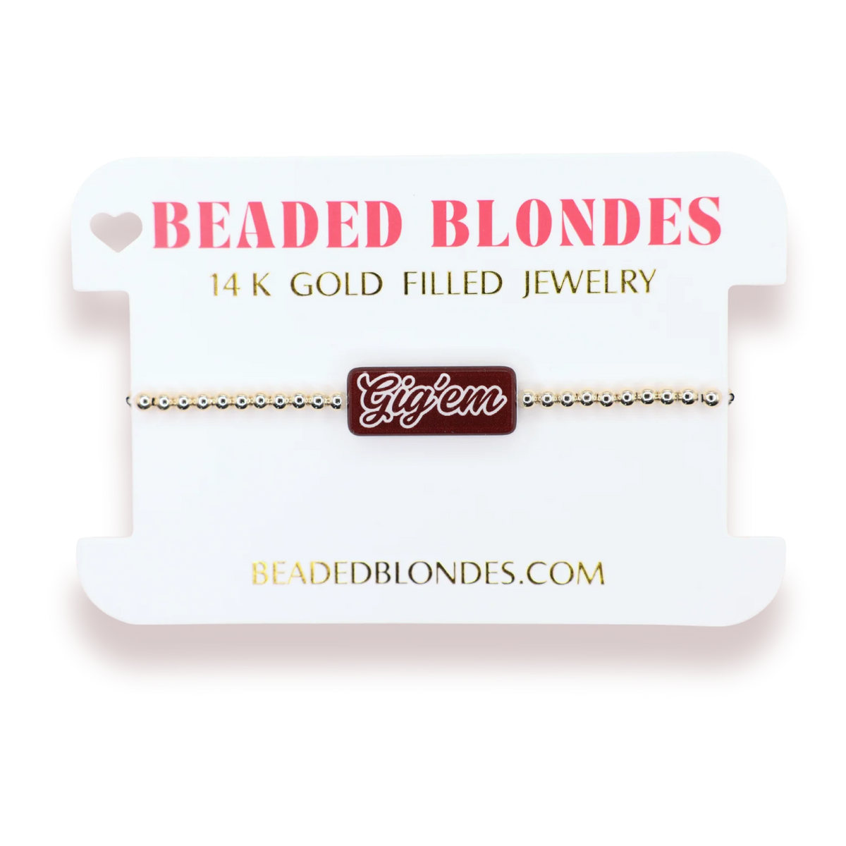 Beaded Blondes Gig ‘Em Block 6.75" Bracelet on Gold