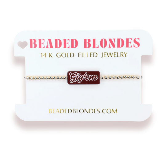 Beaded Blondes Gig ‘Em Block 6.75" Bracelet on Gold
