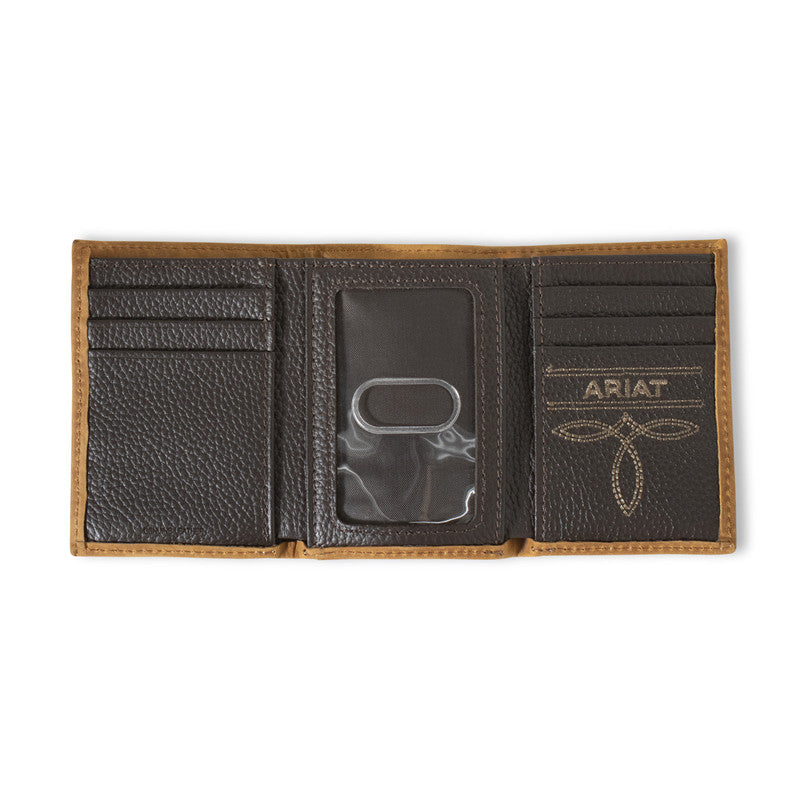 ARIAT TRIFOLD CALF HAIR BASKET WEAVE NATURAL