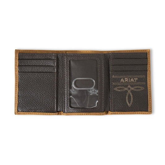 ARIAT TRIFOLD CALF HAIR BASKET WEAVE NATURAL