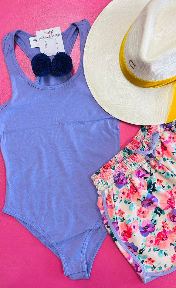 PREMIUM COTTON RACER BACK TANK BODYSUIT - LAVENDER