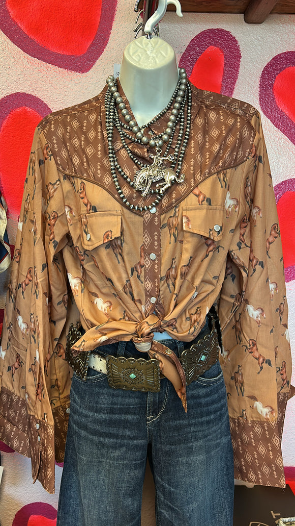 WESTERN SQUARE LONG SLEEVE PEARL SNAP