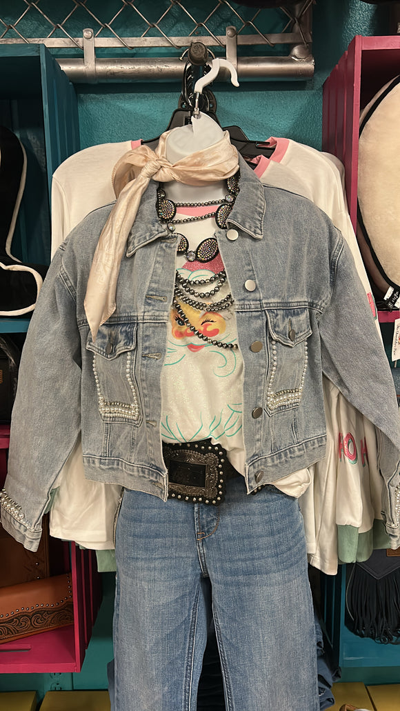 DENIM PEARL POCKET JACKET