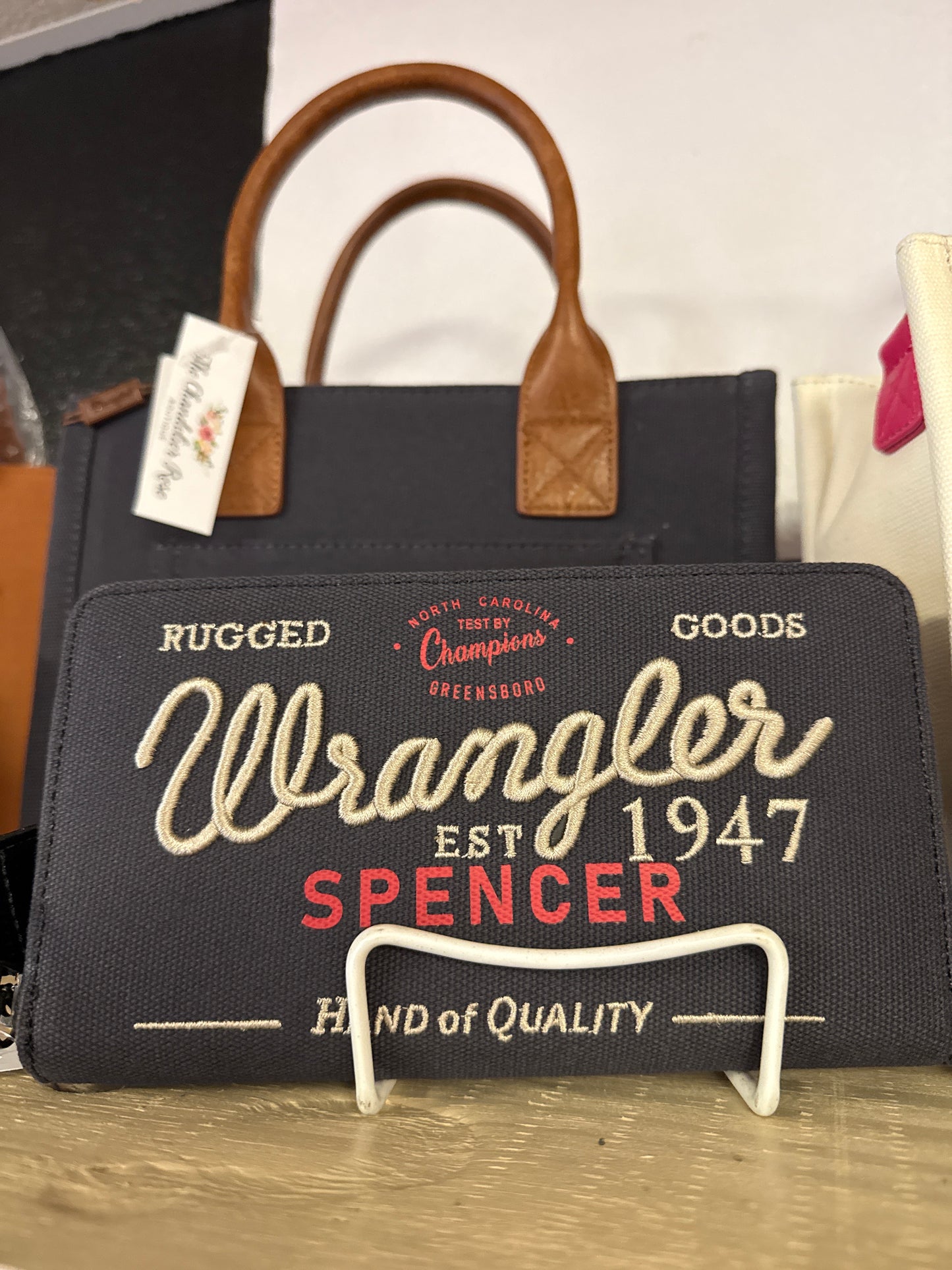 Vintage Wrangler Canvas Zip Wristlet -  Black
