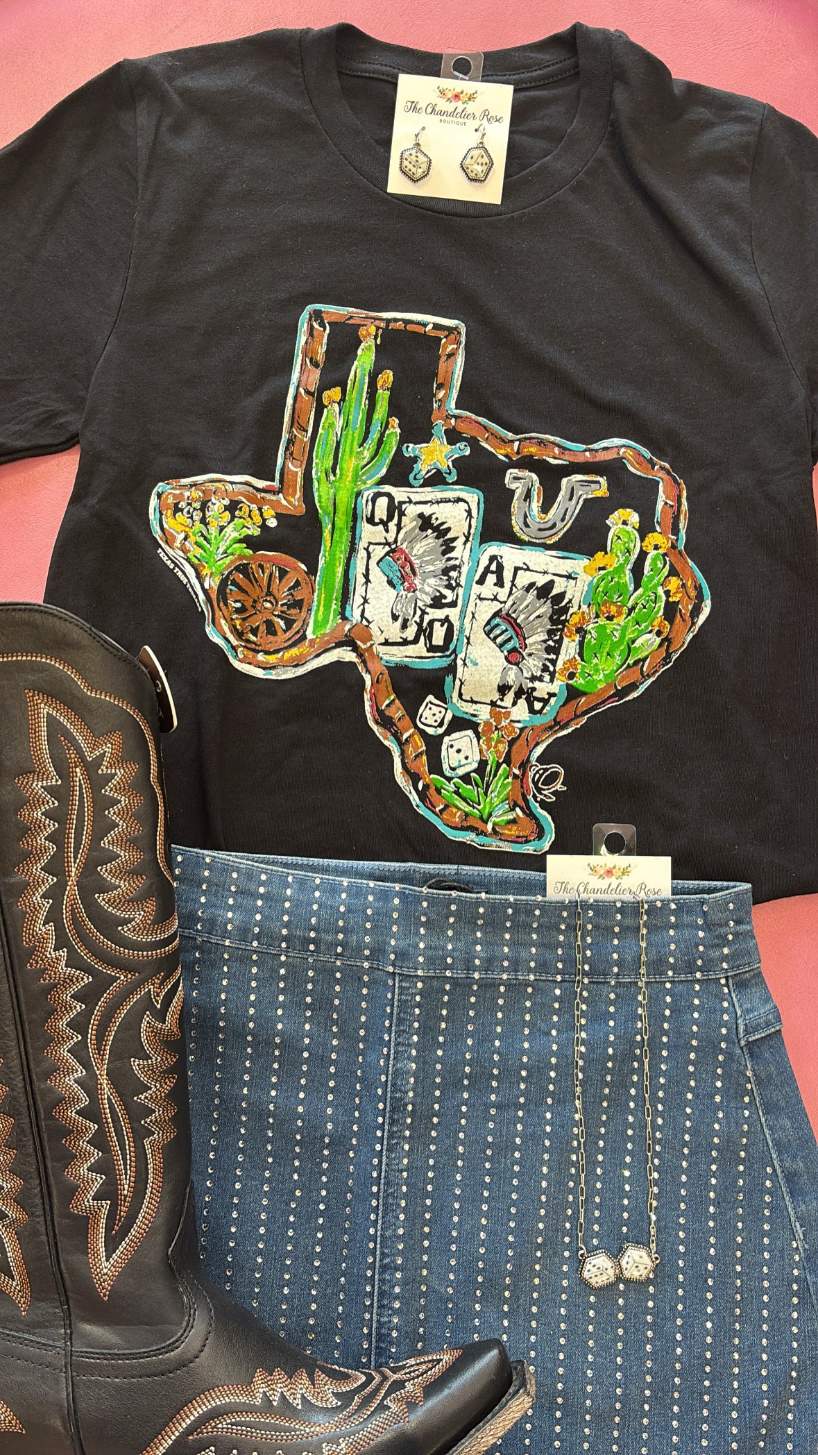 CALLIE'S GAMBLIN' TEXAS TEE - SOLID BLACK