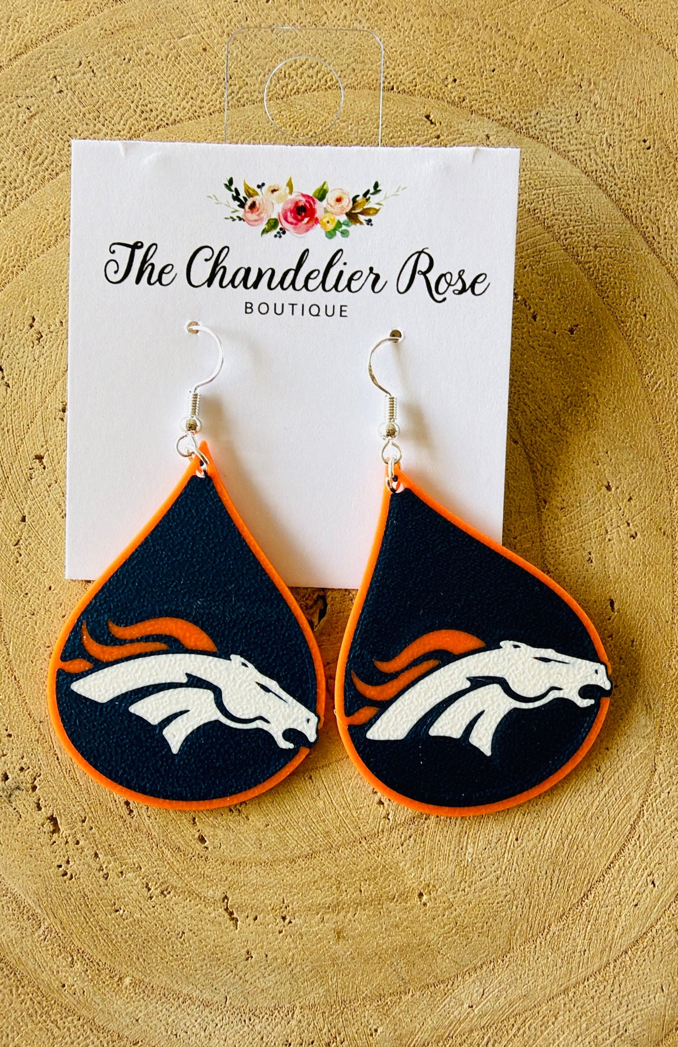 Bronco Tear Drop Navy Earrings
