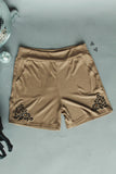 MAD CATTER LEOPARD EMBROIDERY PRINT SHORTS - NEUTRAL