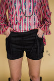 SAN ANGELO STRETCH SUEDE SHORTS - BLACK