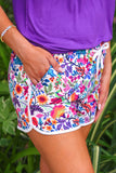FIESTA TIME FLORAL EVERYDAY SHORTS - WHITE