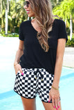 LET'S GO CHECKERED SHORTS - BLACK