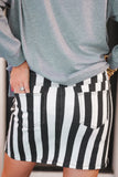 NOVA STRIPED DENIM SKIRT - BLACK AND WHITE