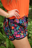 FIESTA TIME FLORAL EVERYDAY SHORTS - BLACK