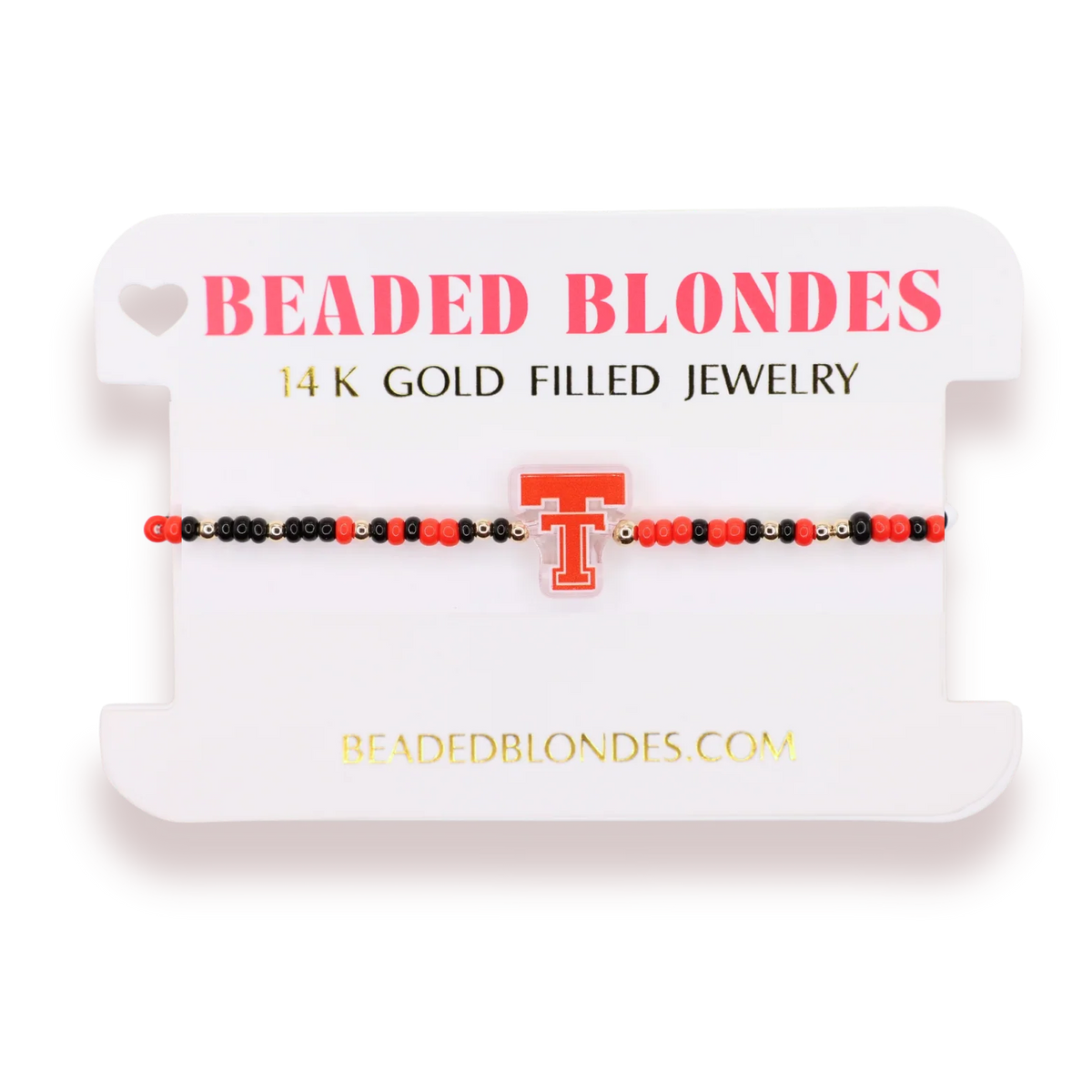 Beaded Blondes Texas Tech Logo 6.75" Bracelet On Color