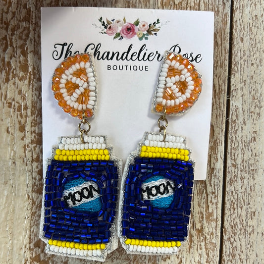 ORANGES + BEER BEADED STUD EARRINGS