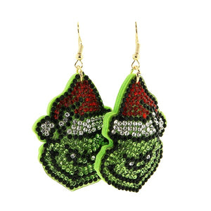 GRINCH RHINESTONE HOOK EARRINGS