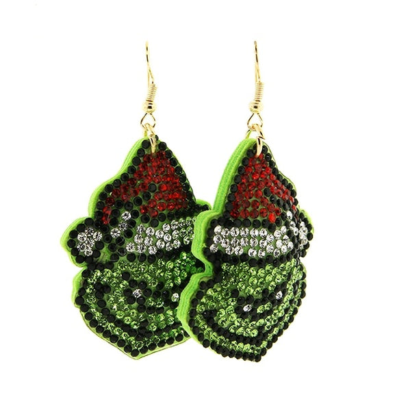 GRINCH RHINESTONE HOOK EARRINGS