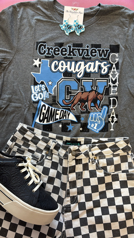 CREEKVIEW COUGARS GAME DAY TEE - DEEP HEATHER