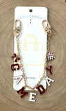 Game Day Bag Charm -  Burgundy and White