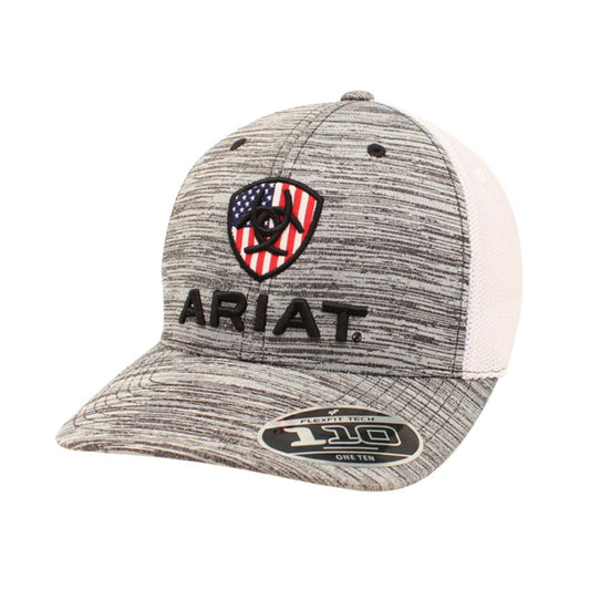 ARIAT MEN'S FLEXFIT 110 USA BASEBALL CAP - GRAY