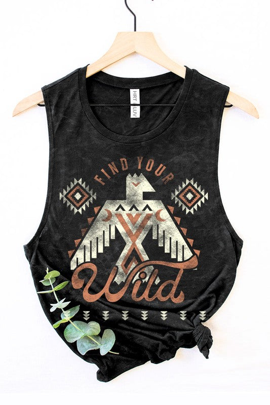 FINE YOUR WILD MINERAL GRAPHIC TANK TOP - BLACK