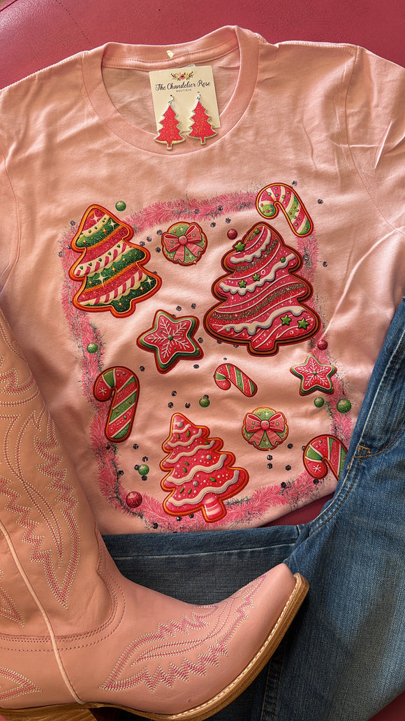 CHRISTMAS TREATS TEE - PINK