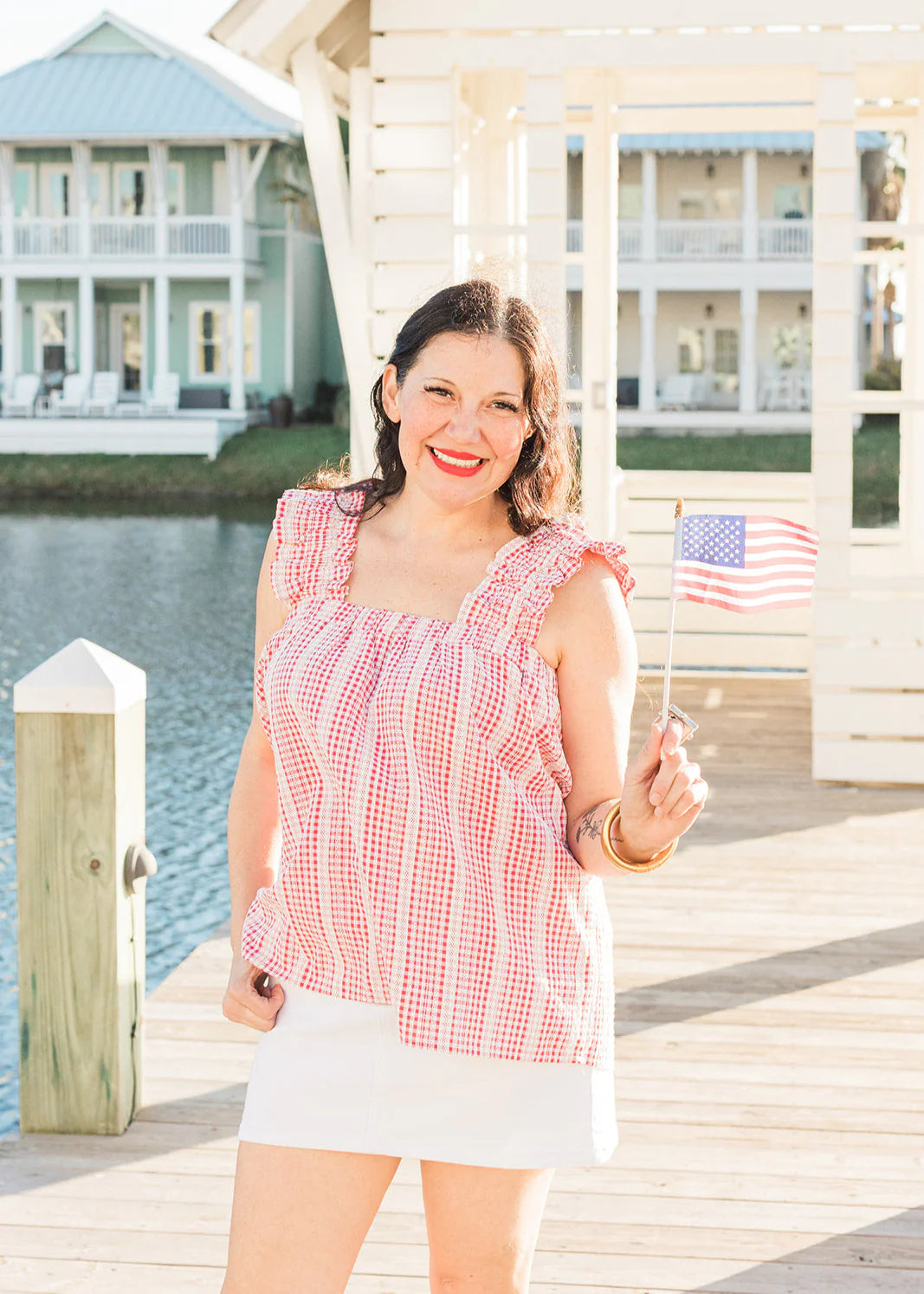 THE SOPHIA SLEEVELESS TOP - RED GINGHAM