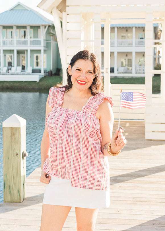 THE SOPHIA SLEEVELESS TOP - RED GINGHAM