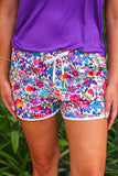 FIESTA TIME FLORAL EVERYDAY SHORTS - WHITE
