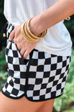 LET'S GO CHECKERED SHORTS - BLACK