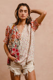 WOVEN PRINT MIX AND MATCH TOP - ROSE MIX