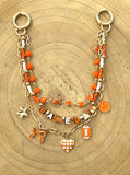 Triple Strand Game Day Bag Charm  -  Orange
