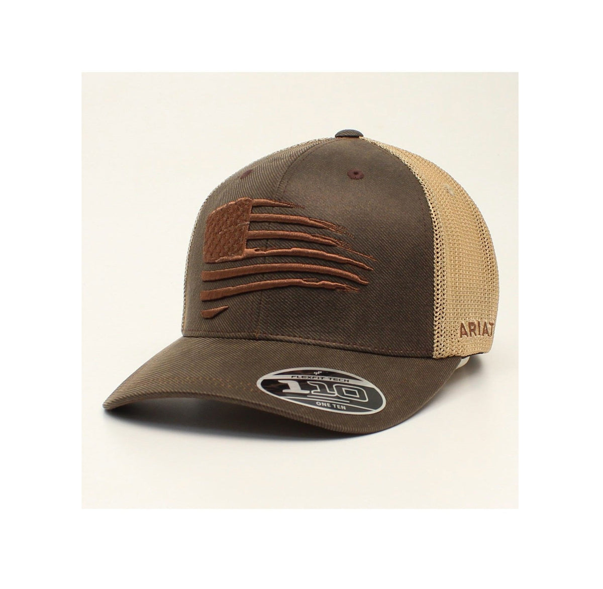 ARIAT MENS SB FF110 FLAG EMBROIDERED OILSKIN BROWN