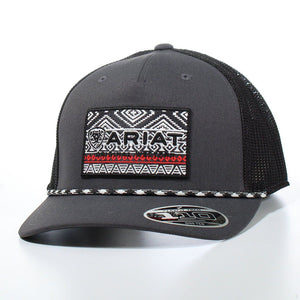ARIAT MENS FLEXFIT 110 SNAPBACK SOUTHWESTERN ROPE - GREY