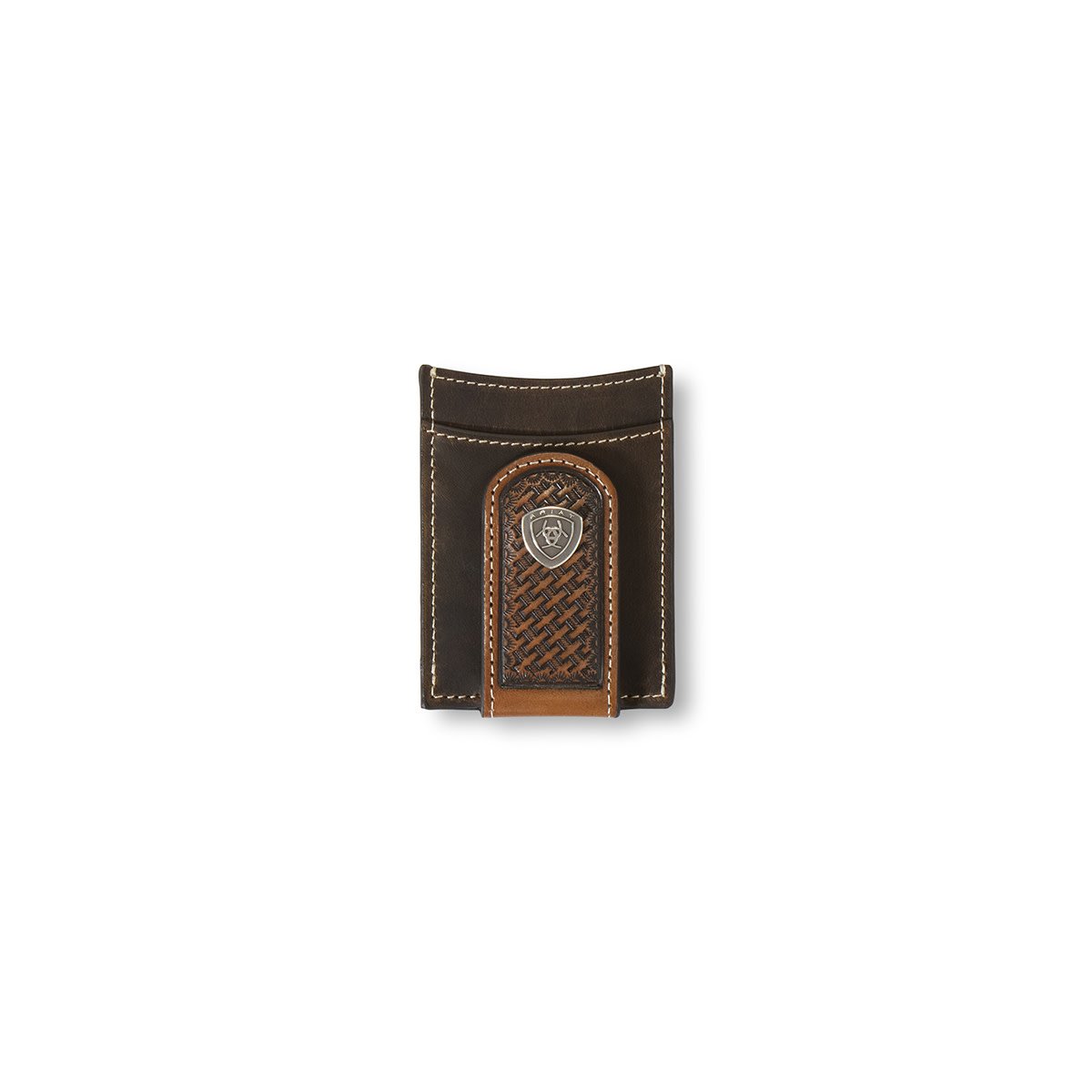 ARIAT MAGNETIC MONEY CLIP BASKET WEAVE SUNBURST BROWN
