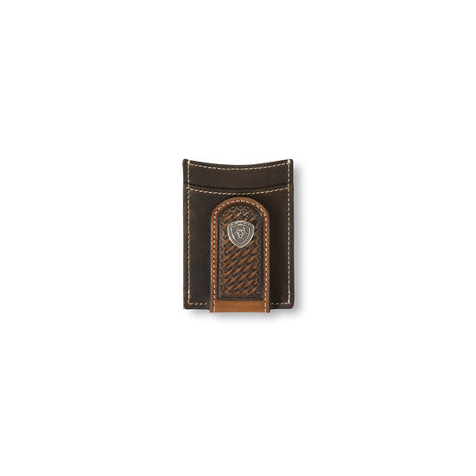 ARIAT MAGNETIC MONEY CLIP BASKET WEAVE SUNBURST BROWN