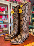 CORRAL WOMEN'S BROWN EMBROIDERY STITCH TALL WESTERN BOOTS - Z5307