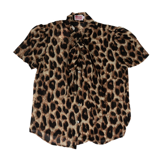 LEOPARD PRINT TIE BLOUSE