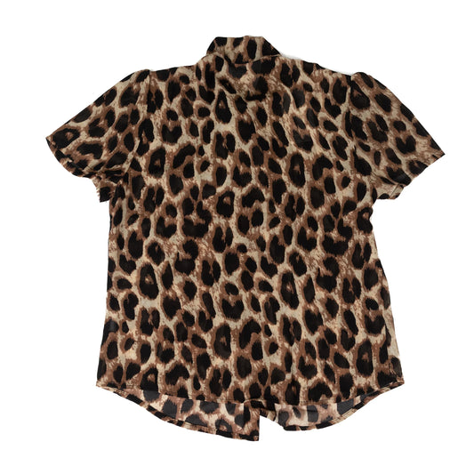 LEOPARD PRINT TIE BLOUSE
