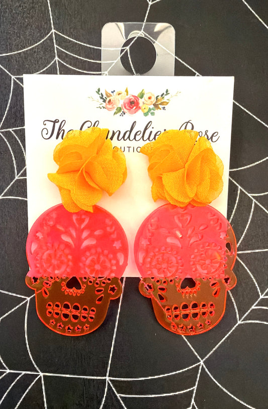 Day of the Dead Hot Pink Earrings